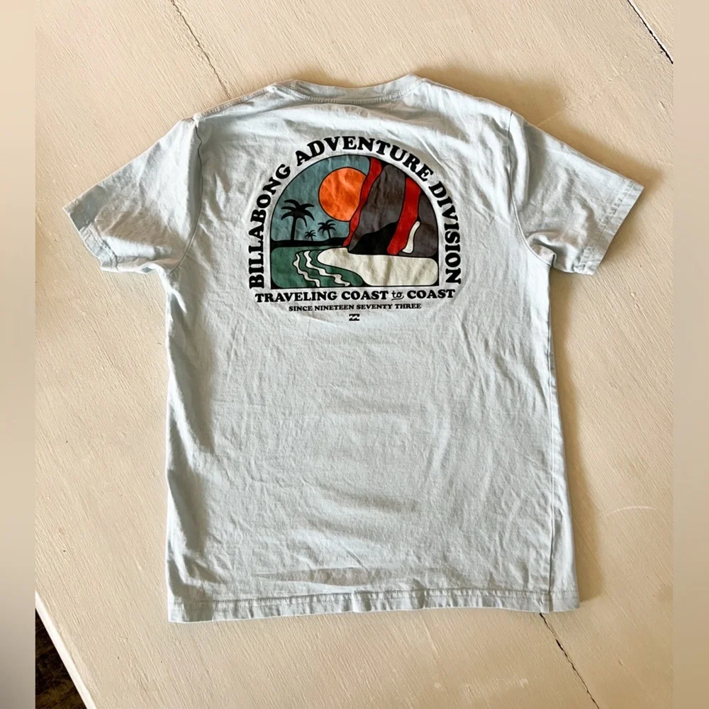 Billabong Adventure Division Light Blue Graphic Tee Boys Medium 10/12